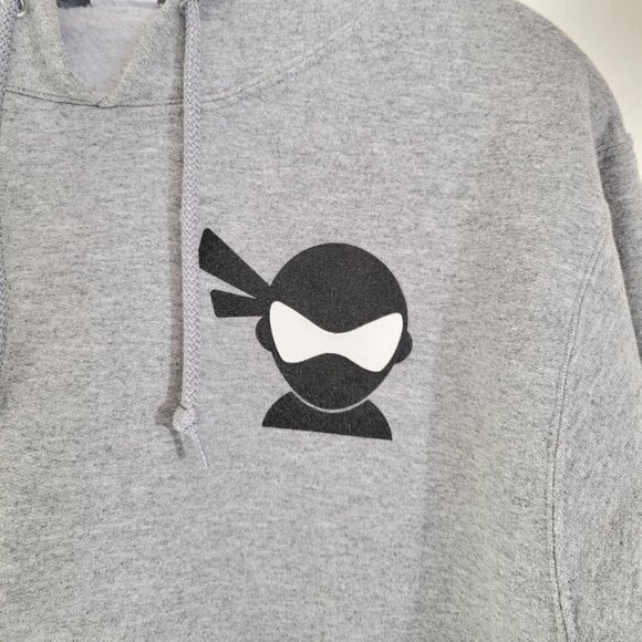 Jerzees Nublend Heather Gray Pullover Ninja Graphic Hoodie Sweatshirt Size Small - Picture 3 of 9